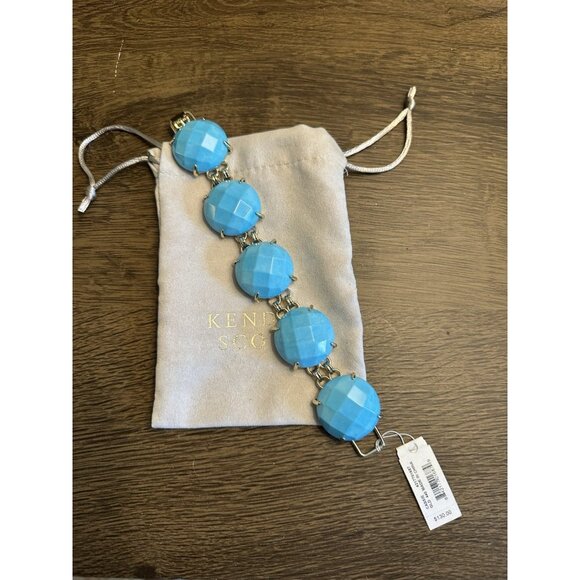 Kendra Scott Cassie Bracelet Faceted Round Statement Turquoise Gold NEW $130 - Picture 2 of 5